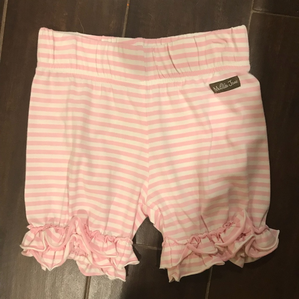 Matilda Jane pink stripe ruffled shorties size 8